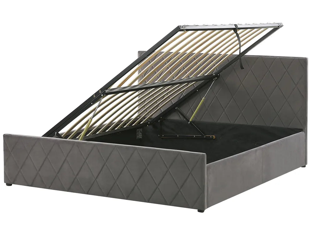 Ottoman Bed Velvet 180 x 200 cm (EU Super King) Grey Orlando