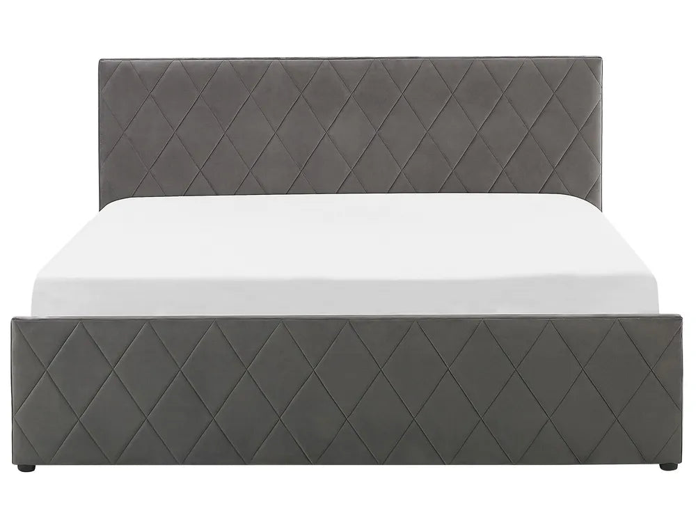Ottoman Bed Velvet 180 x 200 cm (EU Super King) Grey Orlando