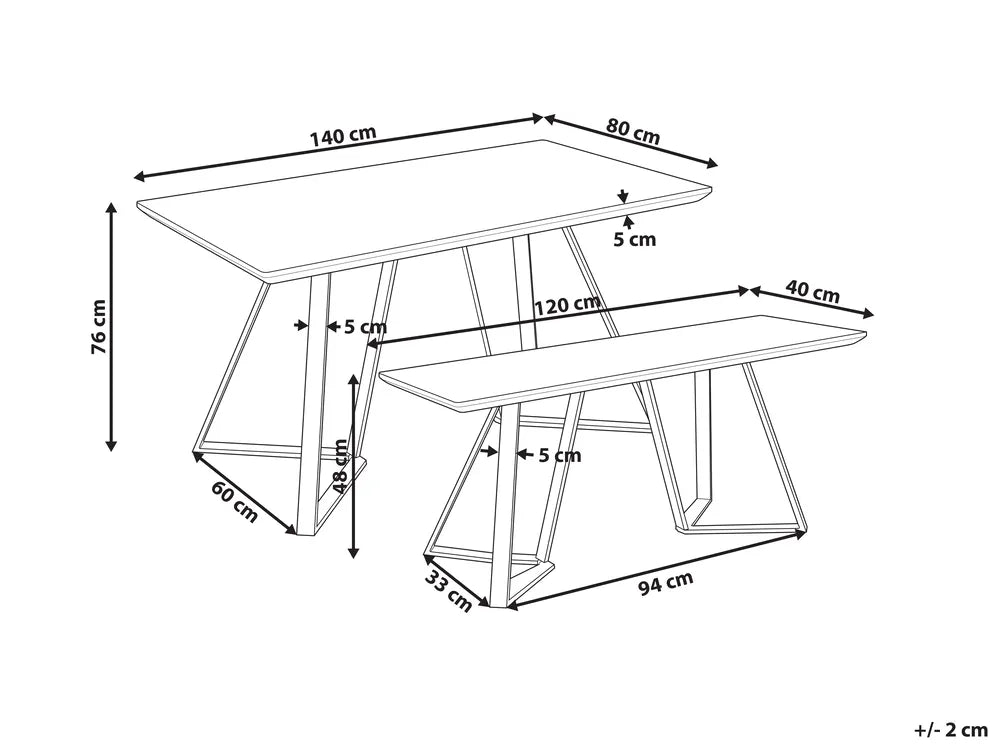 Dining Set Light Brown 2 Seater Ligna