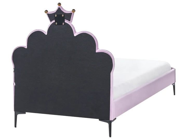 Kids Bed Crown Velvet 90 x 200 cm (EU Single) with LED Lights Violet Aideliz