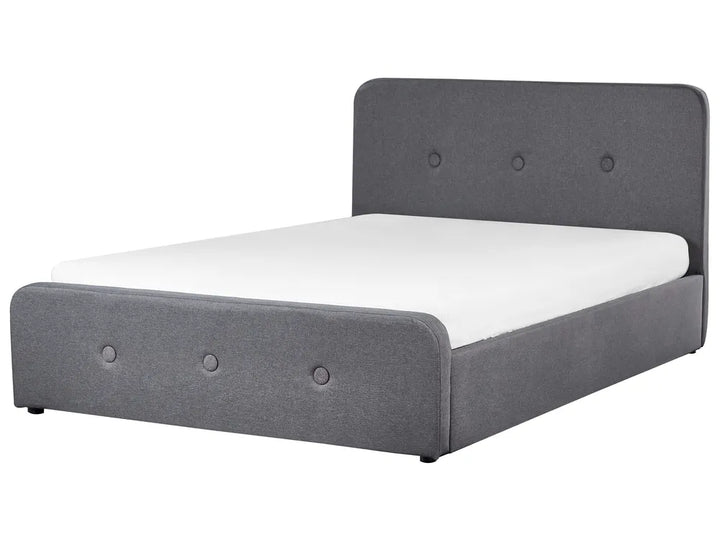 Dark grey fabric double ottoman bed with storage