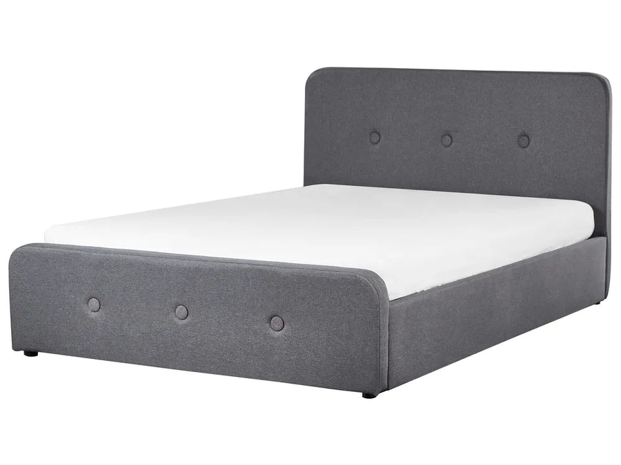 Dark grey fabric double ottoman bed with storage