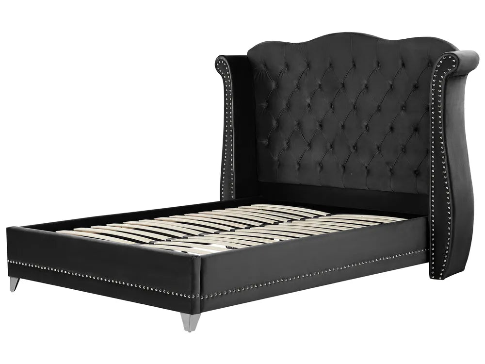 Bed Velvet 160 x 200 cm (EU King Size) Black Avelle