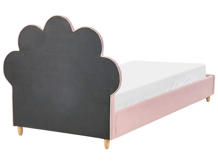Kids Bed Seashell Velvet 90 x 200 cm (EU Single) Pink Burdge