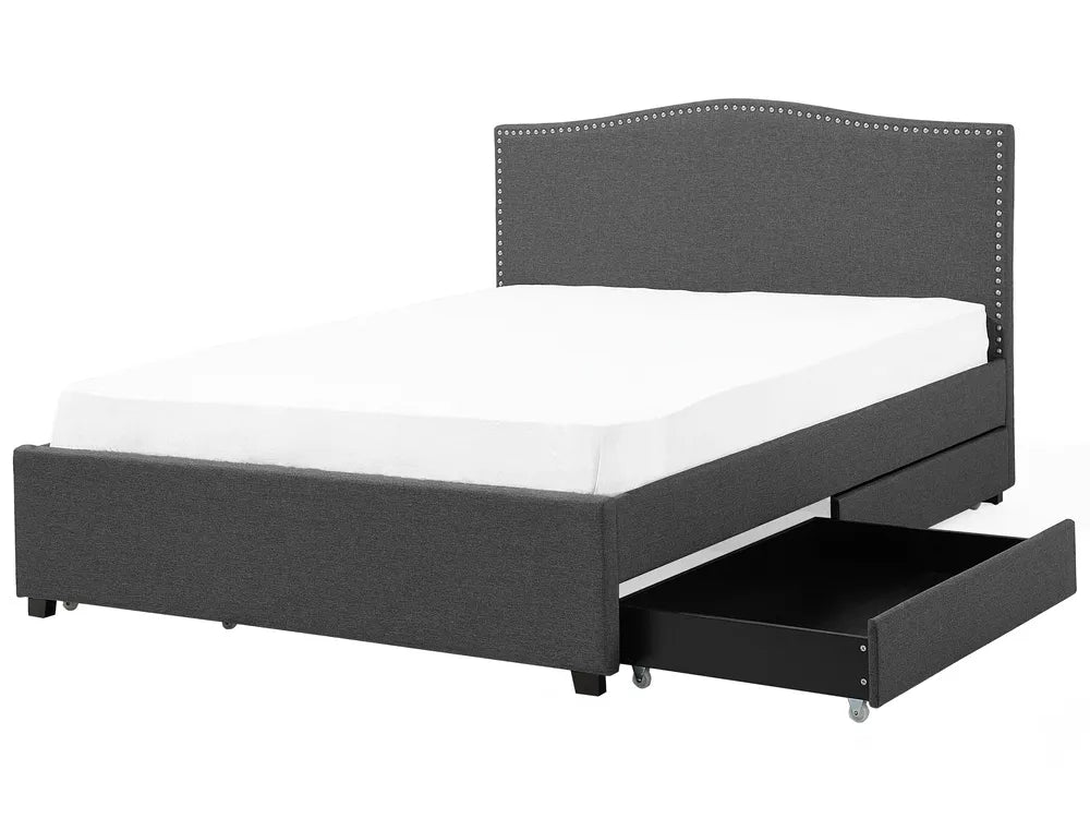 Bed with Storage Drawers Fabric 180 x 200 cm (EU Super King) LED Multicolour Marilee