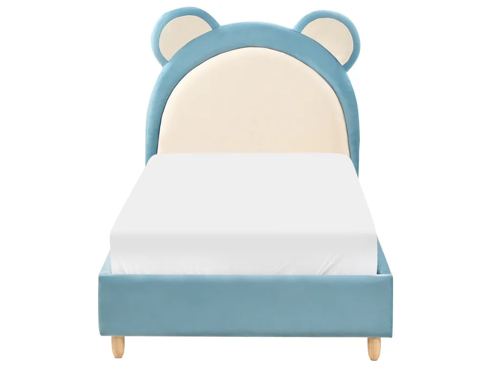 Kids Bed Teddy Bear Velvet 90 x 200 cm (EU Single) Blue Castelnaud