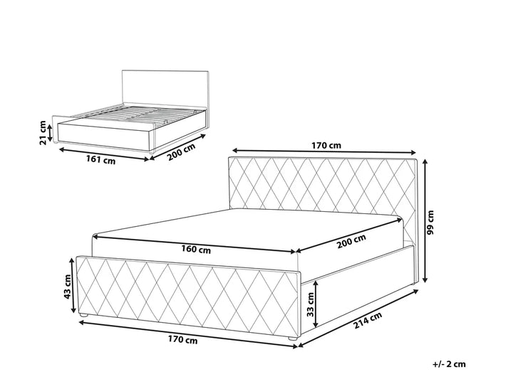 Ottoman Bed Velvet 160 x 200 cm (EU King Size) Pink Orlando