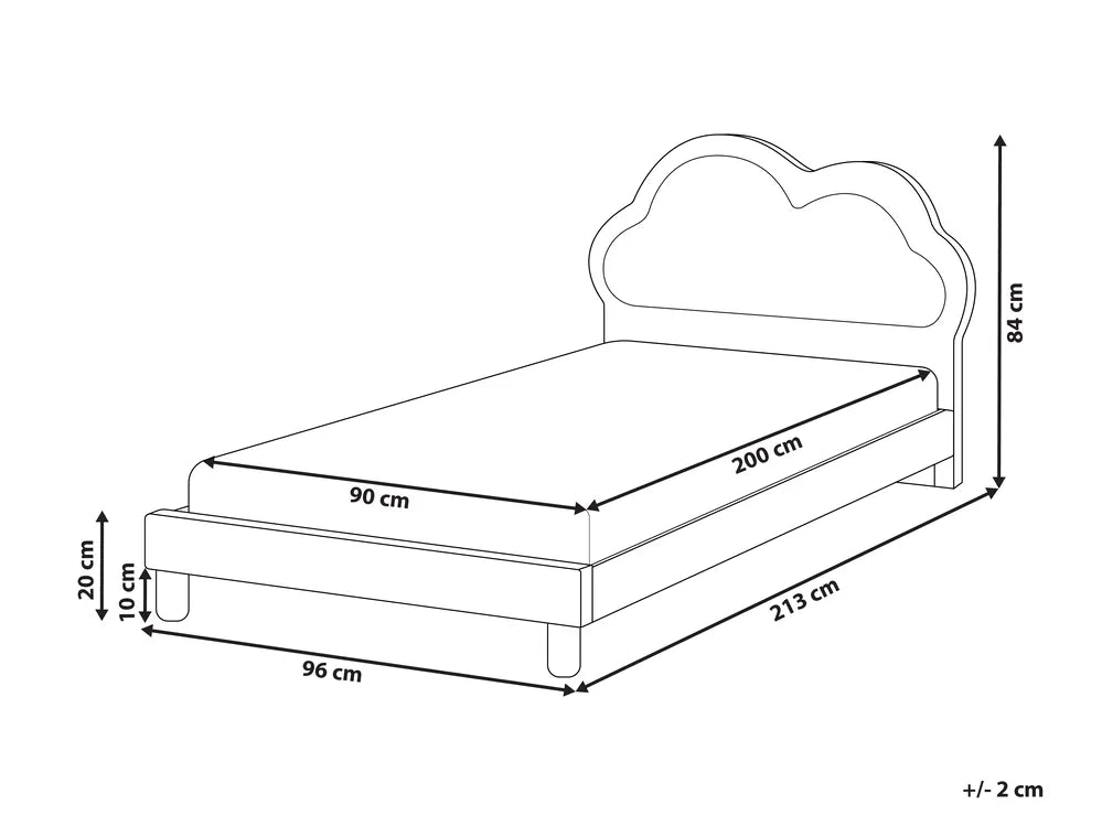 Kids Bed Cloud Velvet 90 x 200 cm (EU Single) Pink Carlester