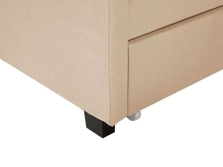 Bed with Storage Drawers Fabric 180 x 200 cm (EU Super King) Beige