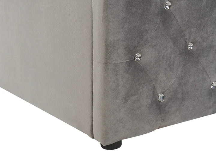 Ottoman Bed Velvet 180 x 200 cm (EU Super King) Grey Cowen