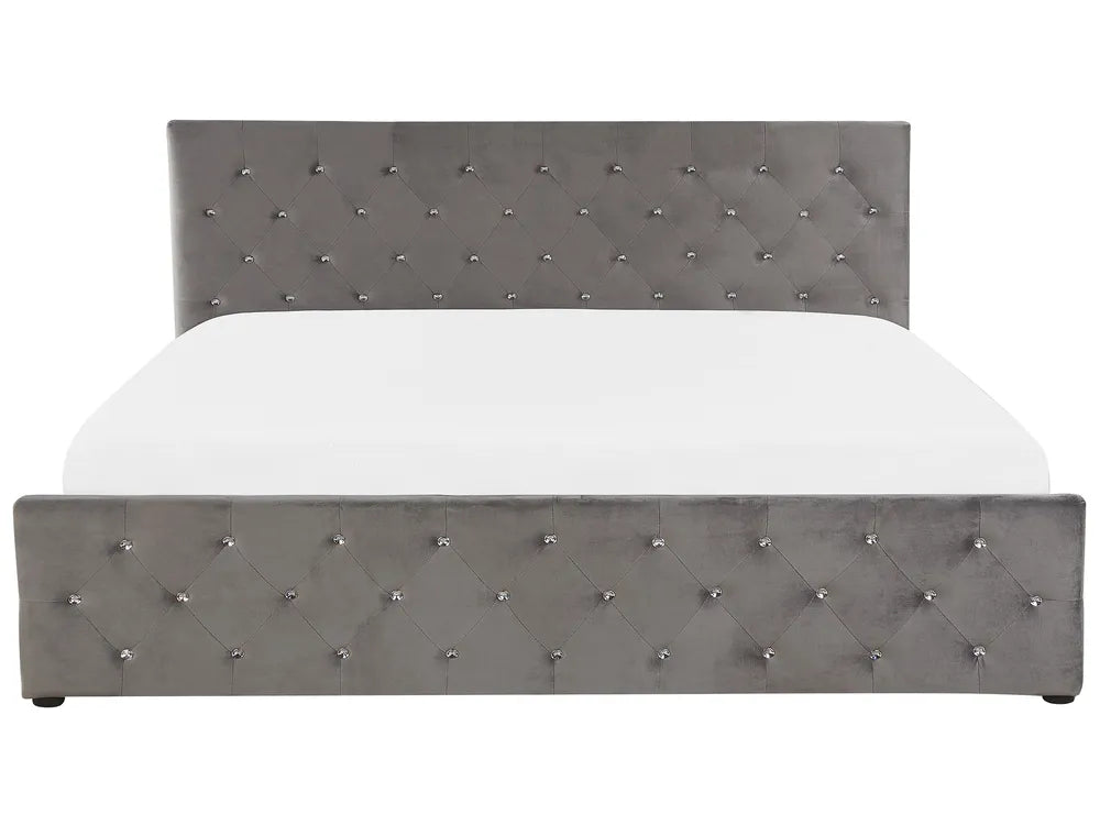 Ottoman Bed Velvet 180 x 200 cm (EU Super King) Grey Cowen
