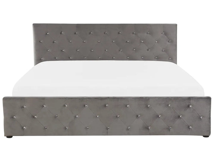 Ottoman Bed Velvet 180 x 200 cm (EU Super King) Grey Cowen