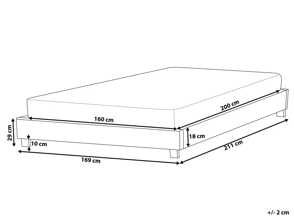 Bed without Headboard Fabric 160 x 200 cm (EU King Size) Grey Noreno