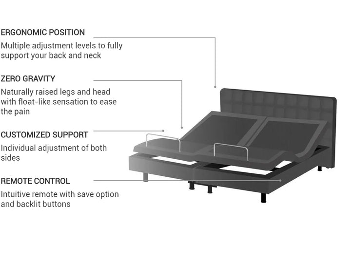 Adjustable Bed Fabric 160 x 200 cm (EU King Size) Dark Grey Fehi