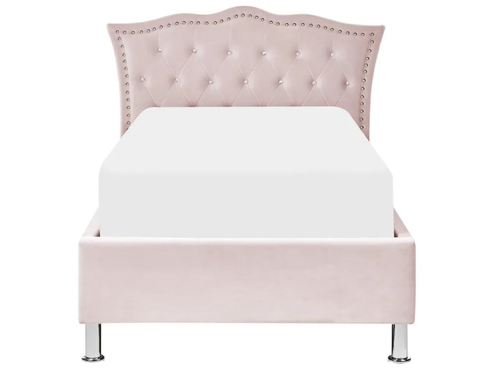 Ottoman Bed Velvet 90 x 200 cm (EU Single) Pastel Pink Minas