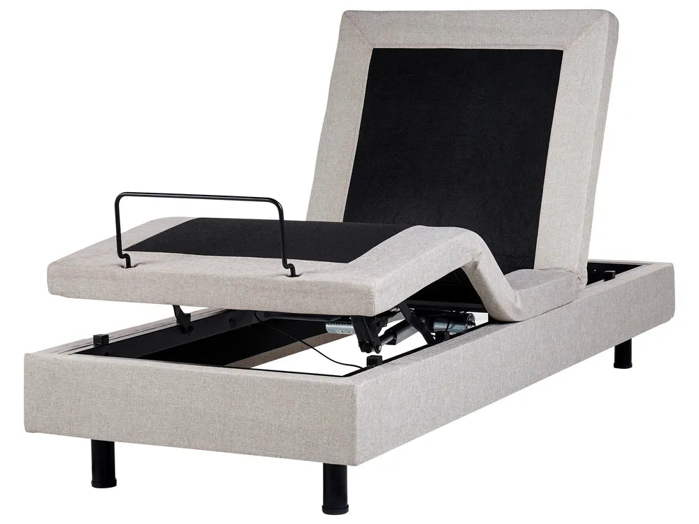 Minimalist beige adjustable bed with soft upholstery