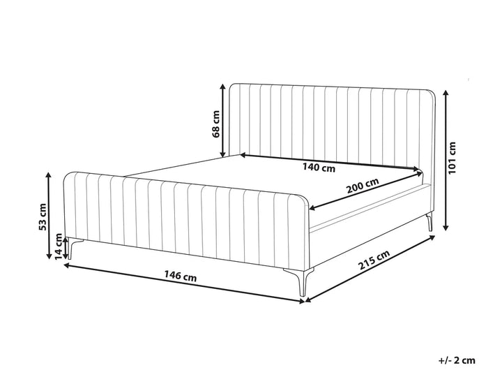 Bed Velvet 140 x 200 cm (EU Double) Taupe Shila