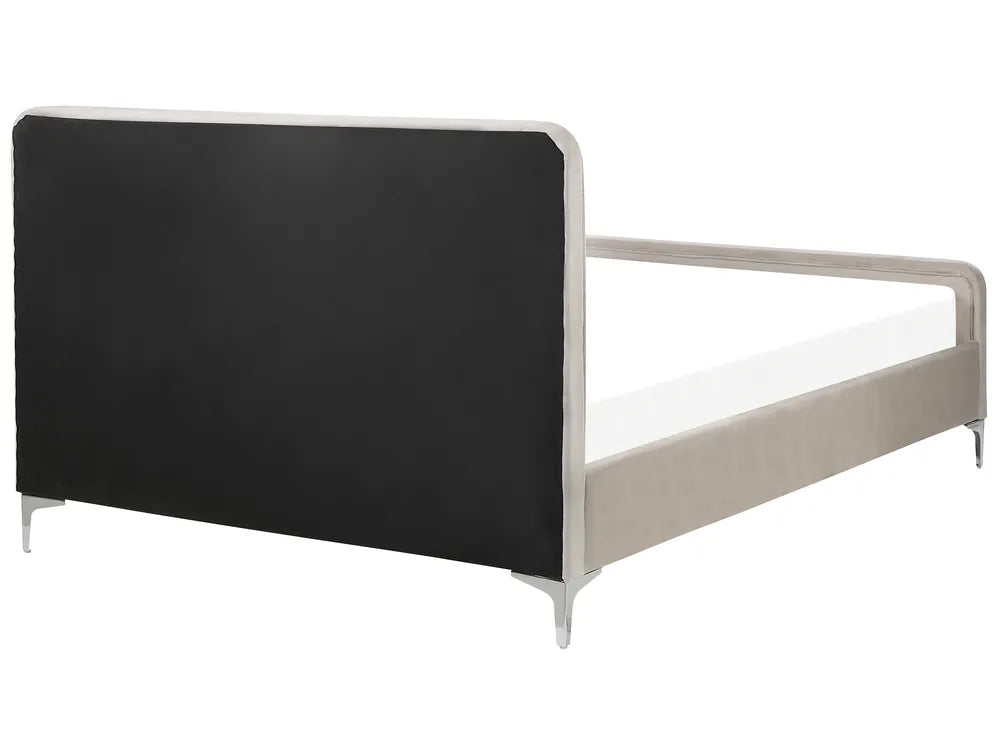 Bed Velvet 140 x 200 cm (EU Double) Taupe Shila