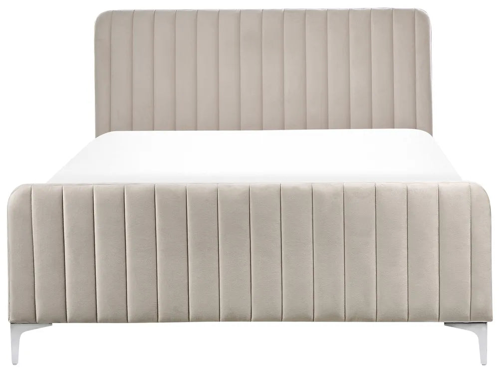 Bed Velvet 140 x 200 cm (EU Double) Taupe Shila