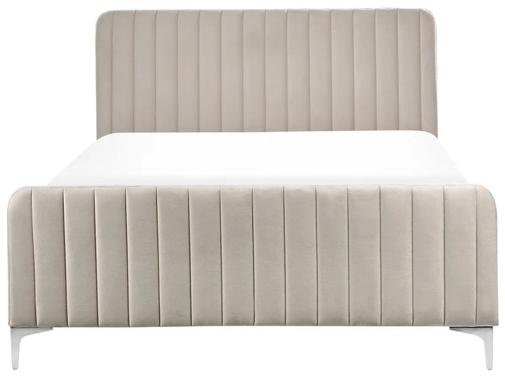 Bed Velvet 140 x 200 cm (EU Double) Taupe Shila