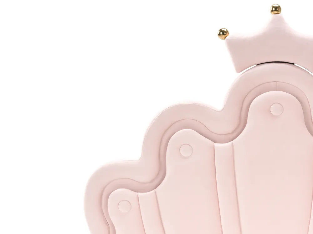 Kids Bed Crown Velvet 90 x 200 cm (EU Single) with LED Lights Pink Aideliz