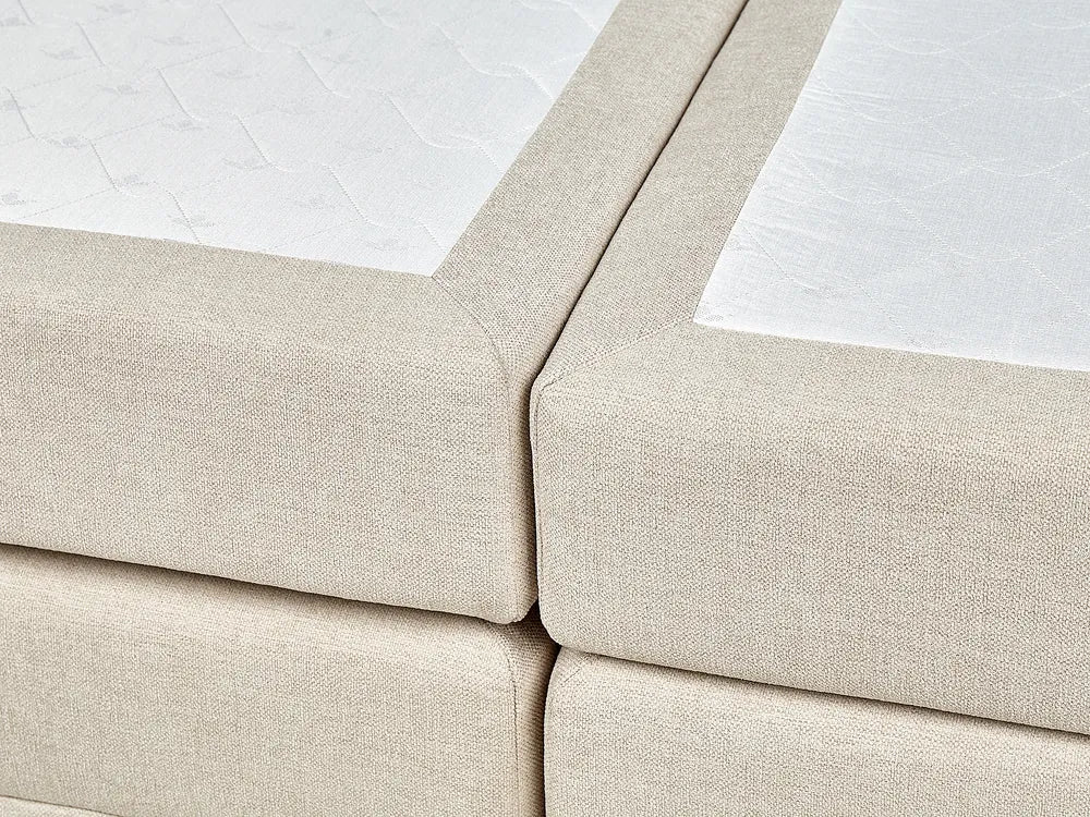 Divan Bed with Storage Fabric 160 x 200 cm (EU King Size) Light Beige Camea