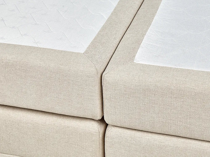 Divan Bed with Storage Fabric 160 x 200 cm (EU King Size) Light Beige Camea