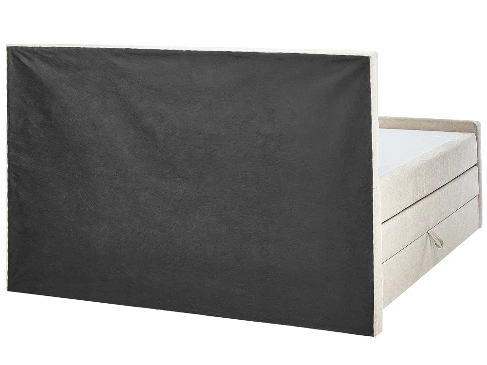 Divan Bed with Storage Fabric 160 x 200 cm (EU King Size) Light Beige Camea