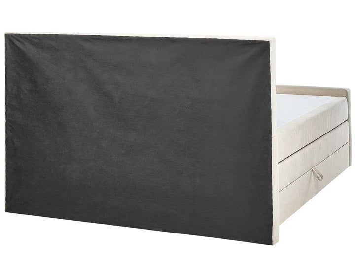 Divan Bed with Storage Fabric 160 x 200 cm (EU King Size) Light Beige Camea