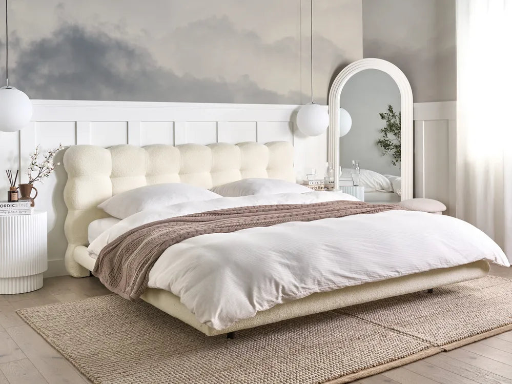 Modern off-white upholstered bed frame