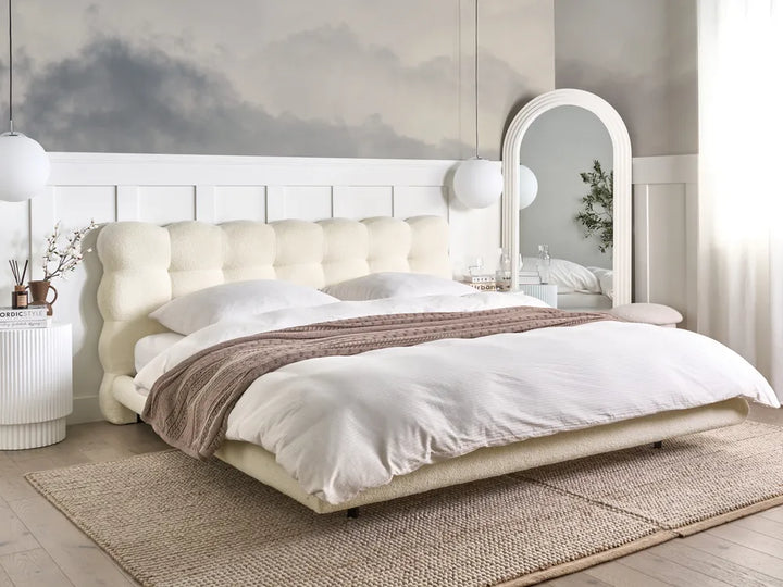 Modern off-white upholstered bed frame