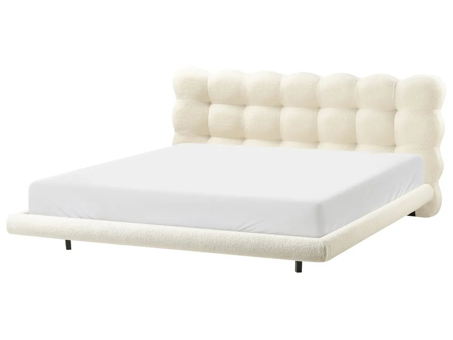 Off-white boucle EU super king bed