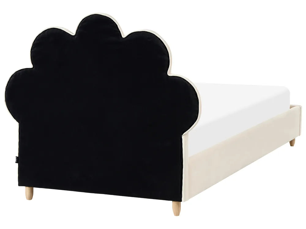 Kids Bed Seashell Velvet 90 x 200 cm (EU Single) Beige Burdge