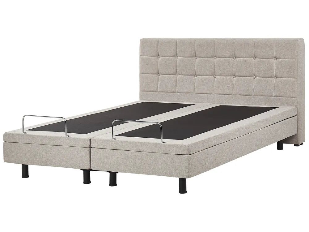Modern beige adjustable bed with slatted base