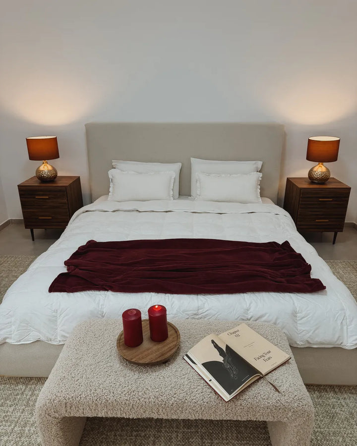 Eco-friendly beige ottoman bed frame