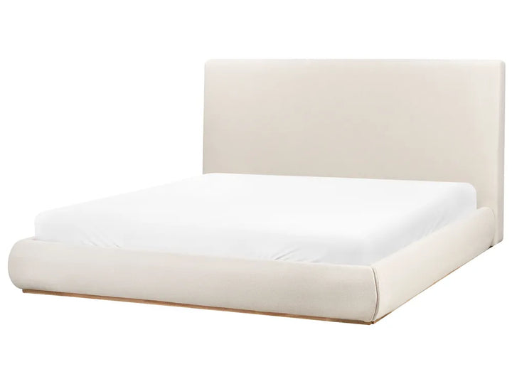 Light beige fabric ottoman super king bed