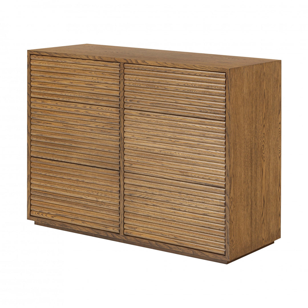 D.I.Designs Charlton 6 Drawer Chest Ribbed Walnut