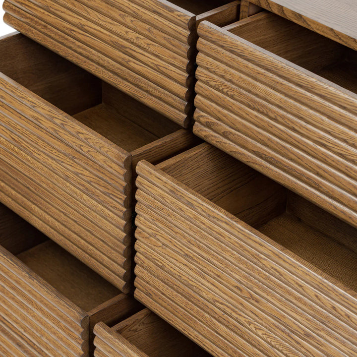D.I. Designs Charlton Ribbed Walnut Oak Wood Chest of Drawers | 6 Drawers
