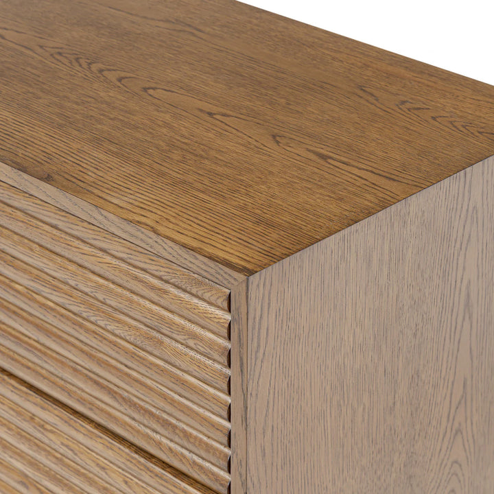 D.I. Designs Charlton Ribbed Walnut Oak Wood Chest of Drawers | 6 Drawers