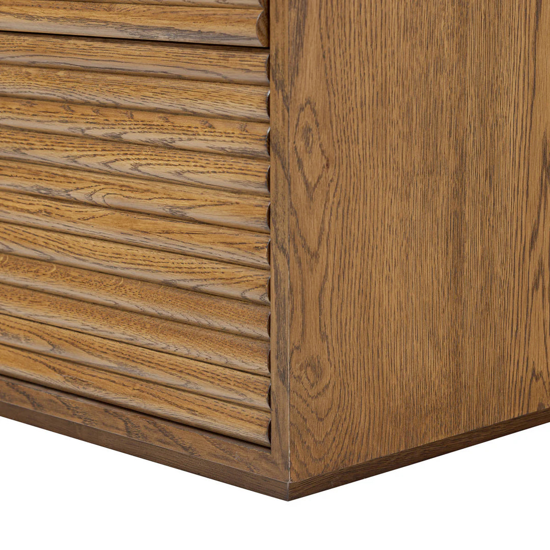 D.I. Designs Charlton Ribbed Walnut Oak Wood Chest of Drawers | 6 Drawers