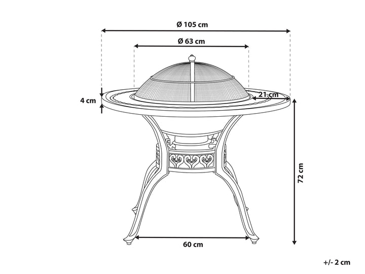 Manfria Garden Dining Table 105 cm 105 cm Metal Dark Brown