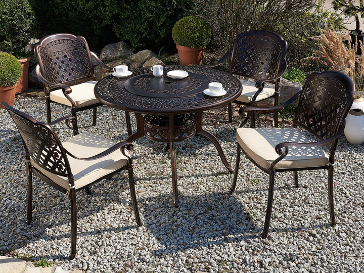 Manfria Garden Dining Table 105 cm 105 cm Metal Dark Brown