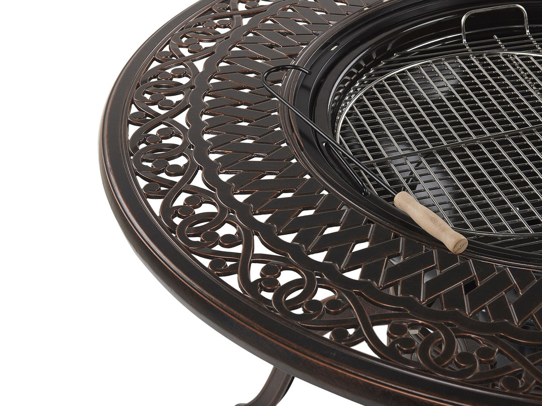 Manfria Garden Dining Table 105 cm 105 cm Metal Dark Brown