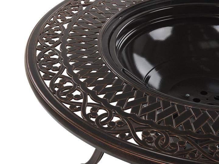 Manfria Garden Dining Table 105 cm 105 cm Metal Dark Brown