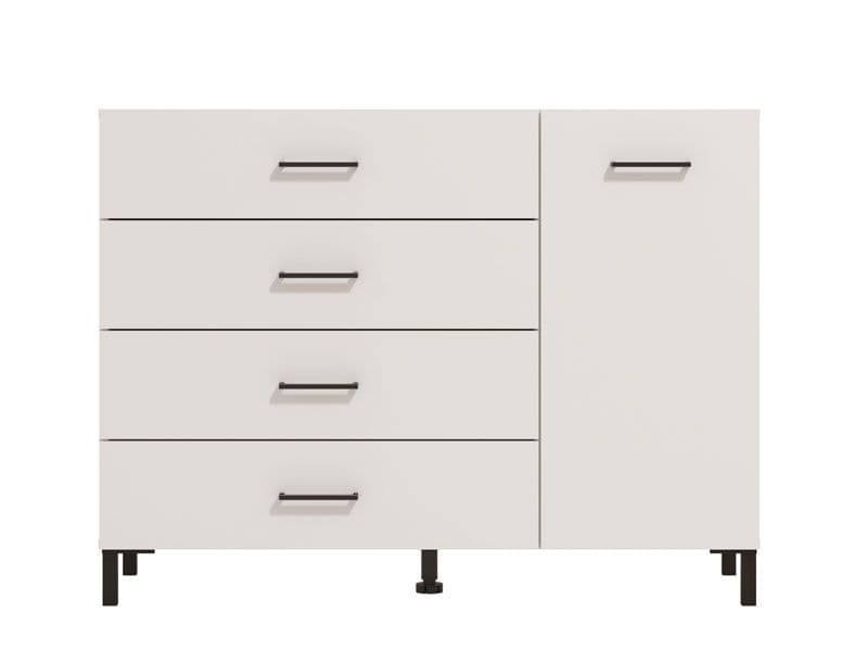 White dresser with multiple drawers on a white background