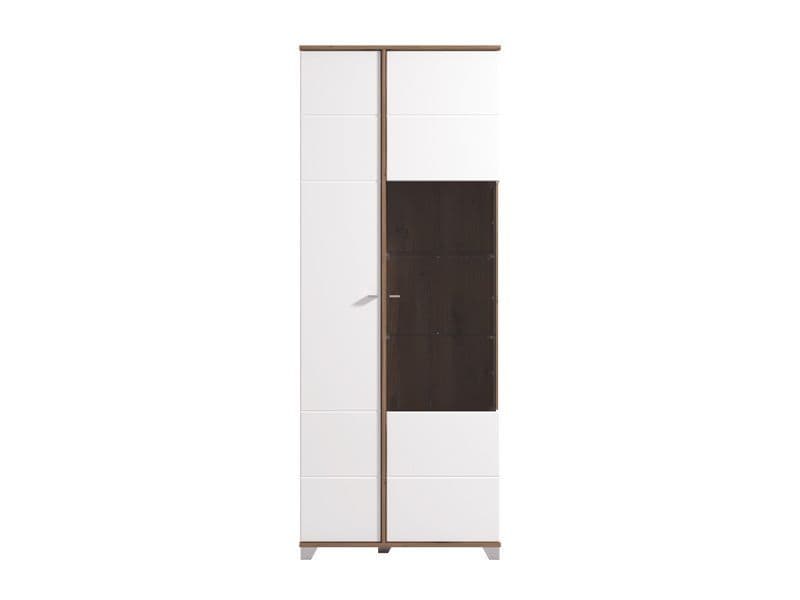 Wooden wardrobe with white and dark brown doors