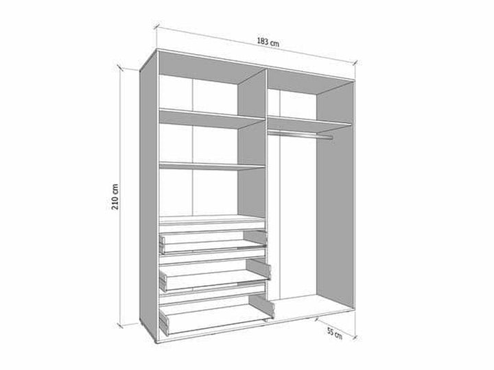 Gallup Artisan Oak Effect 4 Door 3 Drawer Mirrored Wardrobe