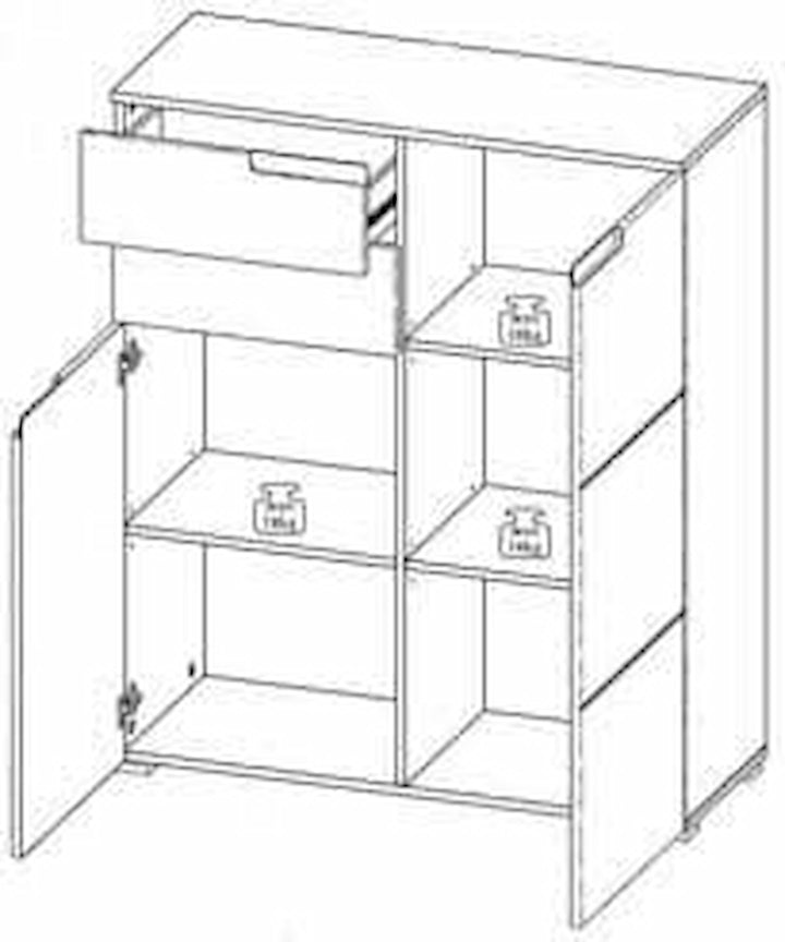 Yinn White High Gloss Tall 2 Door Sideboard