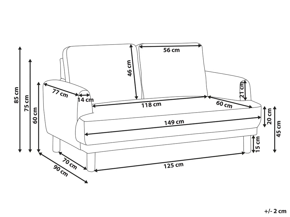 Sofa 2 Seater Boucle White Carlan