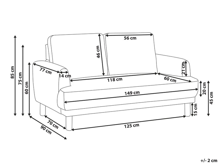 Sofa 2 Seater Boucle White Carlan